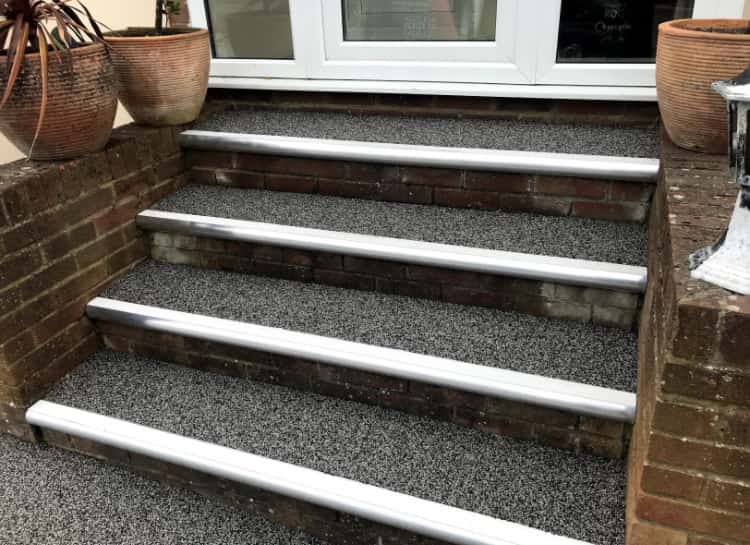 This is a photo of a Resin bound stair path carried out in Bury. All works done by Resin Driveways Bury